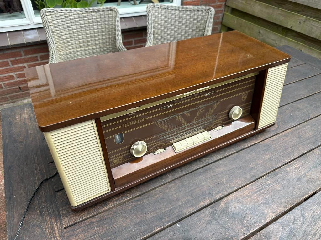 Prachtige  Philips Reverbeo  Bi-Ampli B7X14A buizenradio, Antiek en Kunst, Antiek | Tv's en Audio, Ophalen of Verzenden