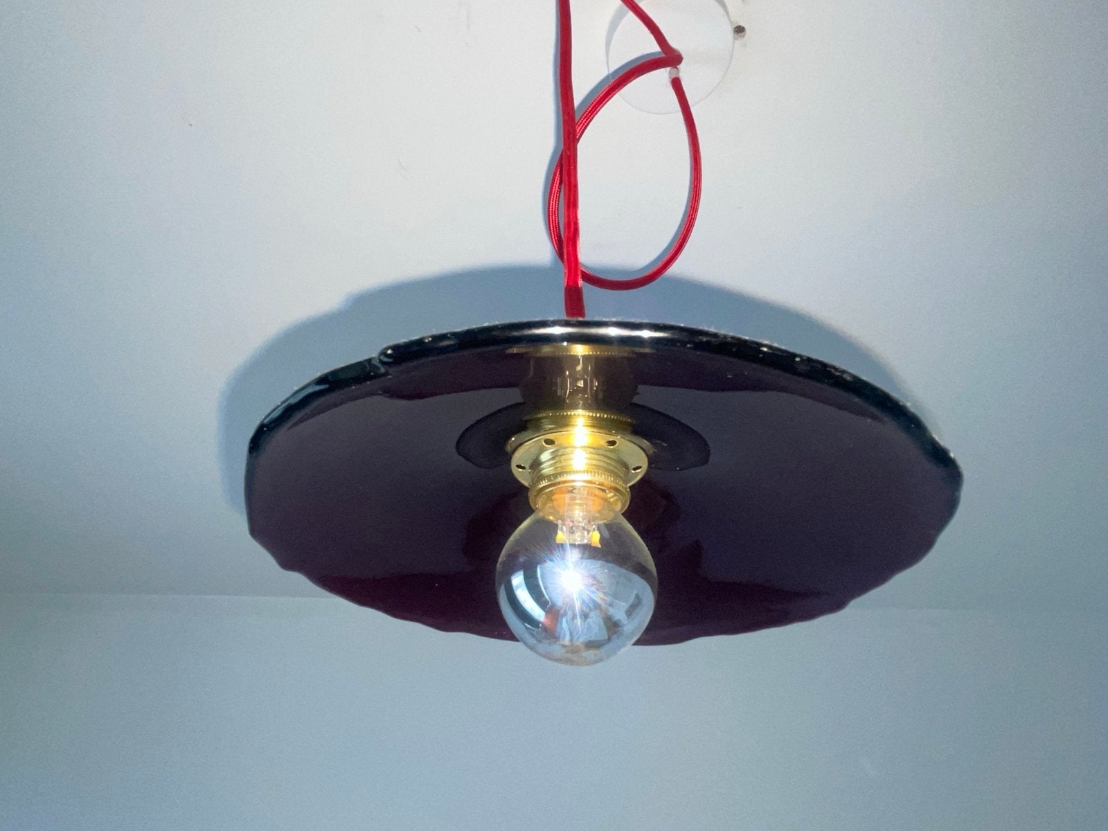 Hanging light 'Eva' in opaline glass - Clear purple, Ophalen of Verzenden, Zo goed als nieuw, Glas, E27 (groot)