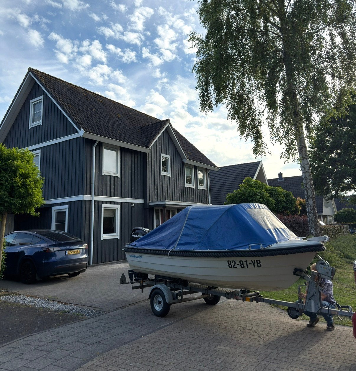Polyester visboot 4,34m |  Mercury 30PK 4-takt inc. Trailer, Watersport en Boten, Buitenboordmotor, Zo goed als nieuw, Polyester