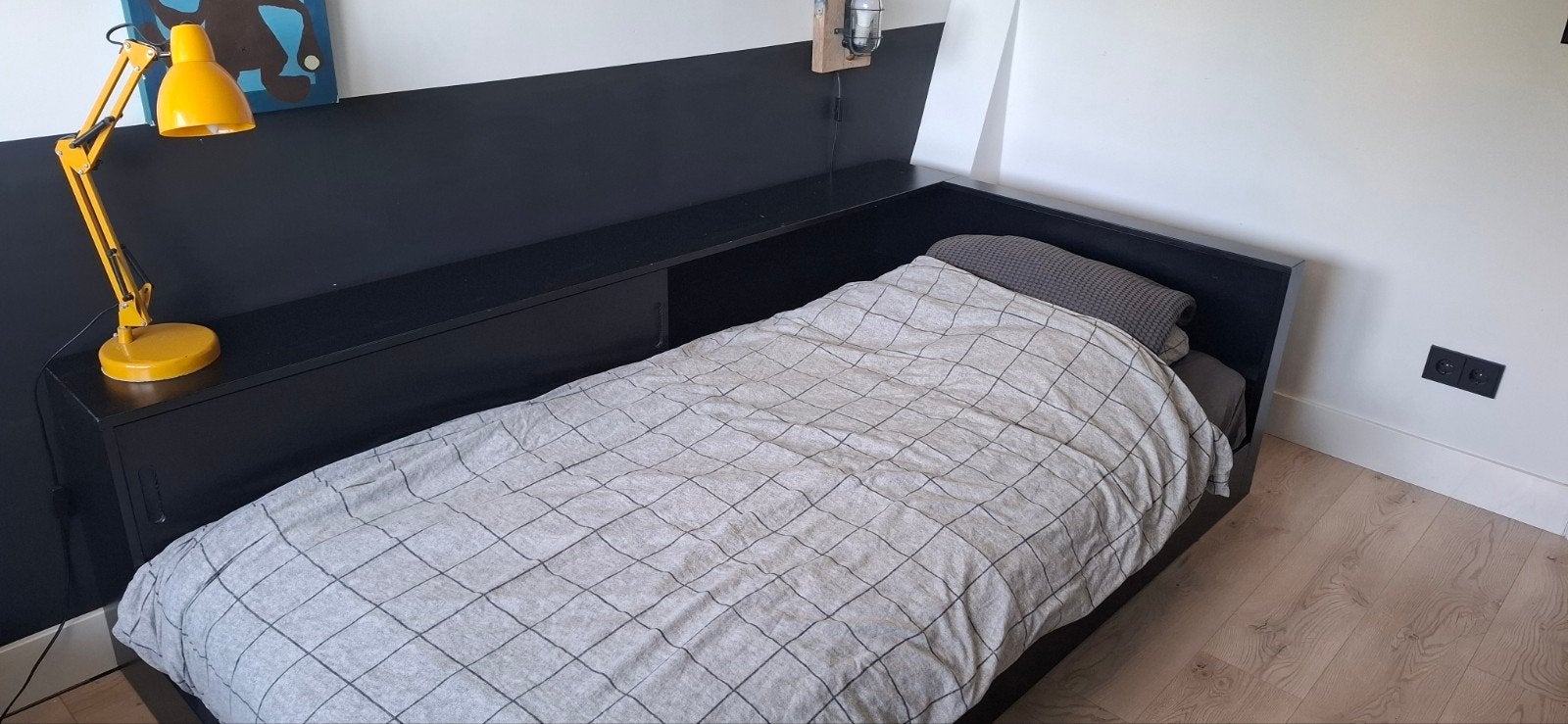 WOOOD Connect hoekbed grenen Zwart - met opbergruimte, Ophalen, Gebruikt, 90 cm, Eenpersoons