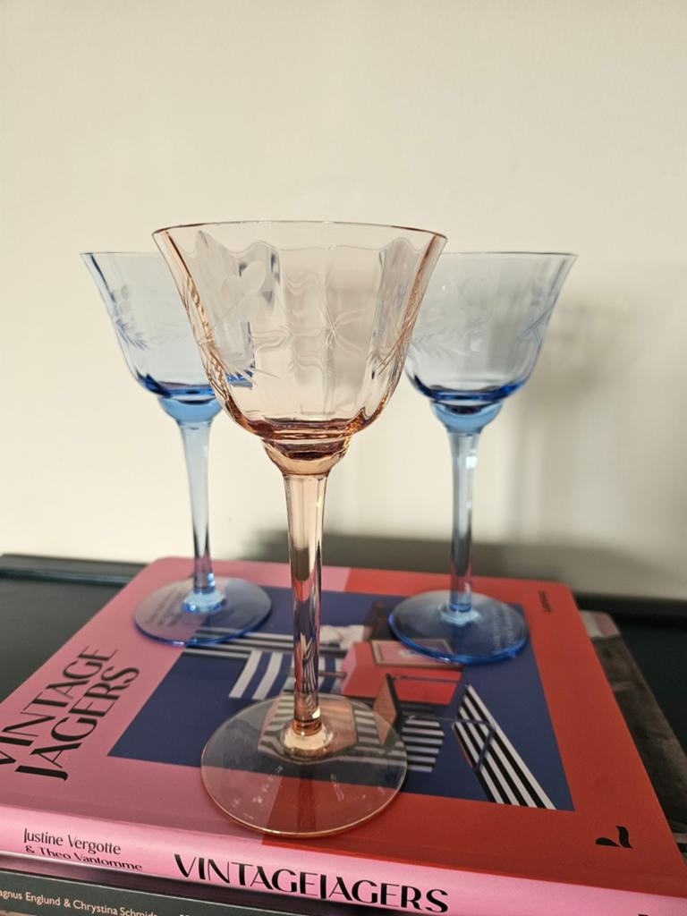 Boheems uranium glas – Art Deco vintage glazen vintage, Antiek en Kunst, Antiek | Glas en Kristal, Ophalen of Verzenden