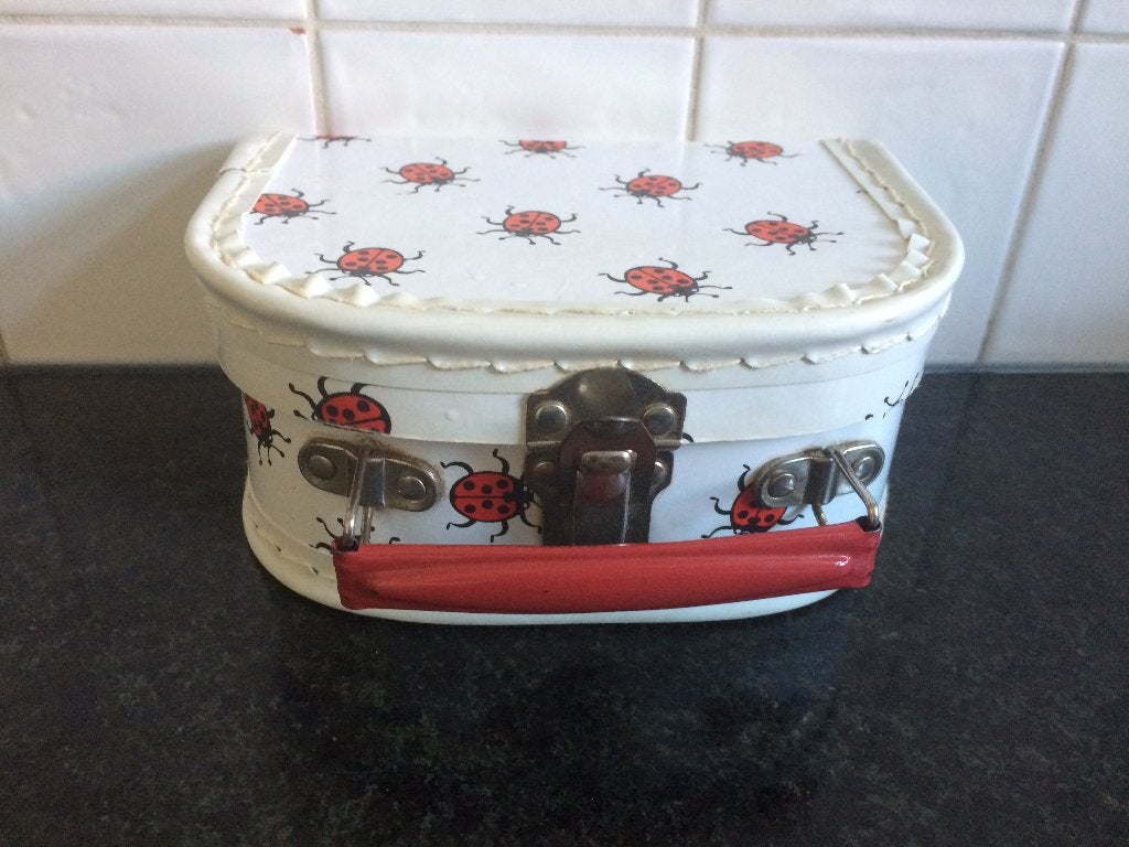 Vintage koffertje lieveheersbeestjes 17 cm in goede staat, Ophalen of Verzenden