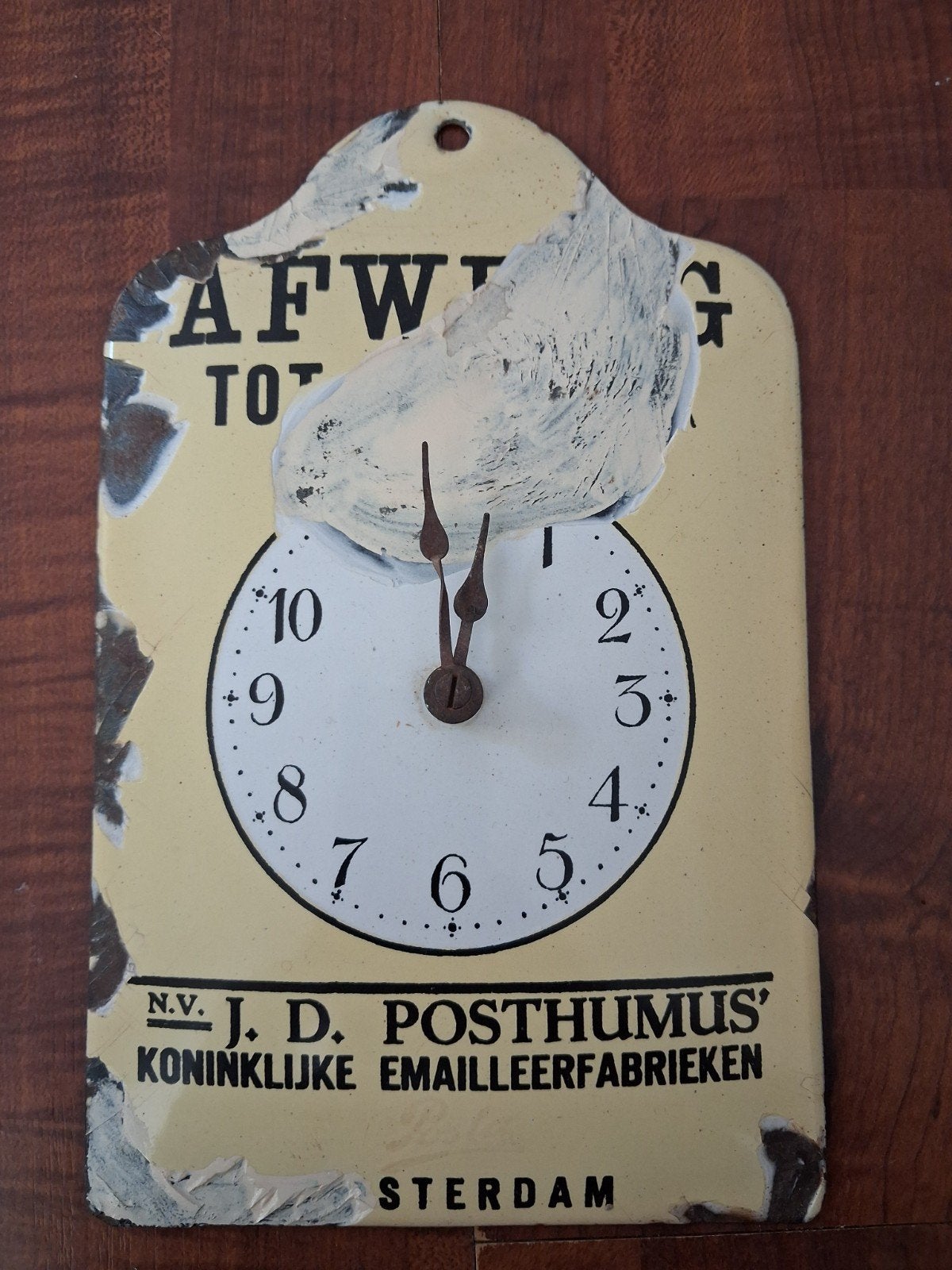 Antieke J.D. Posthumus Emaille Klok - Zeldzaam, Verzamelen, Merken en Reclamevoorwerpen, Gebruikt, Reclamebord, Ophalen of Verzenden