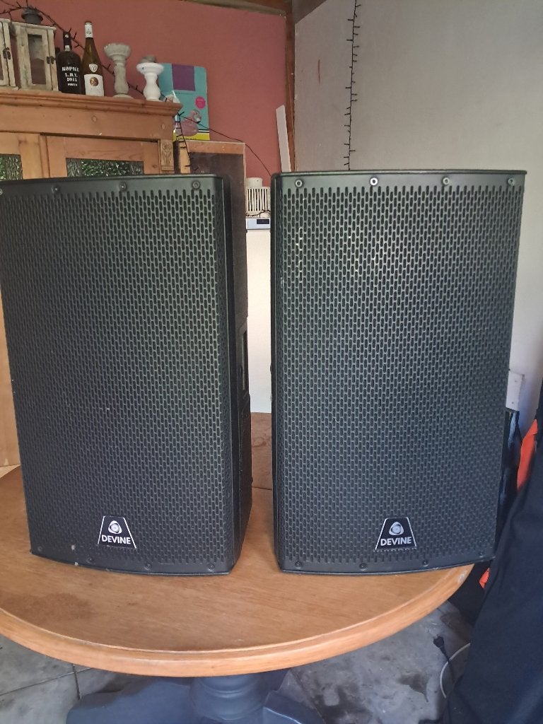 2 speakers  Devine 300 W, Gebruikt, Speakerset, Ophalen, 150 watt of meer