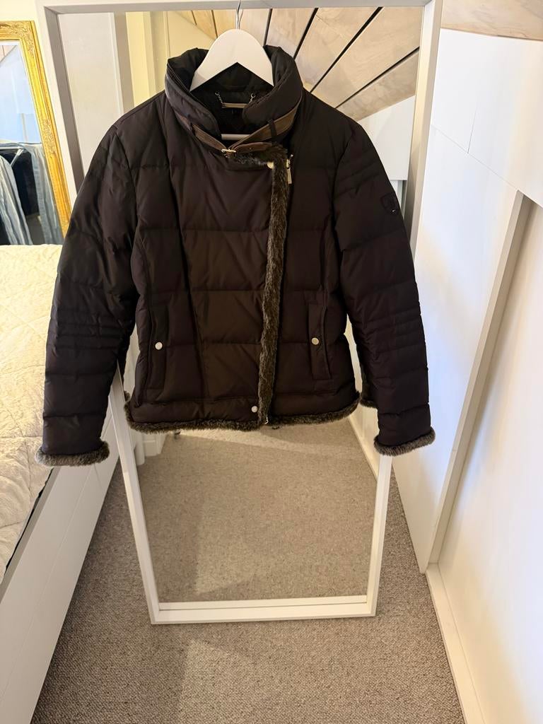 Tommy Hilfiger gewatteerde jas - dons - met bontdetails, Kleding | Dames, Jassen | Winter, Zo goed als nieuw, Maat 42/44 (L), Bruin