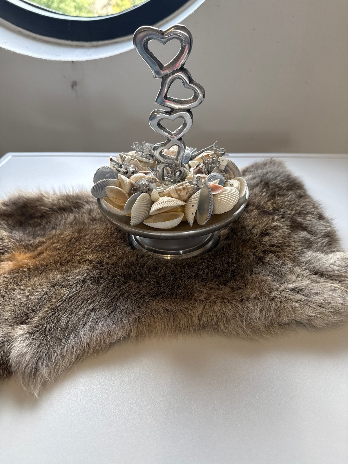 Riviera Maison schelpen decoratie met hartjes, Ophalen of Verzenden, Metaal, Zilver, Landelijk