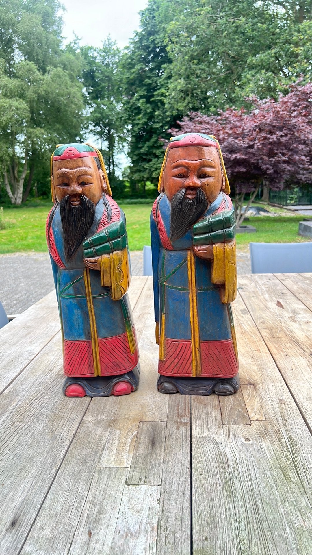 2 Chinese houten beelden, Ophalen, Zo goed als nieuw