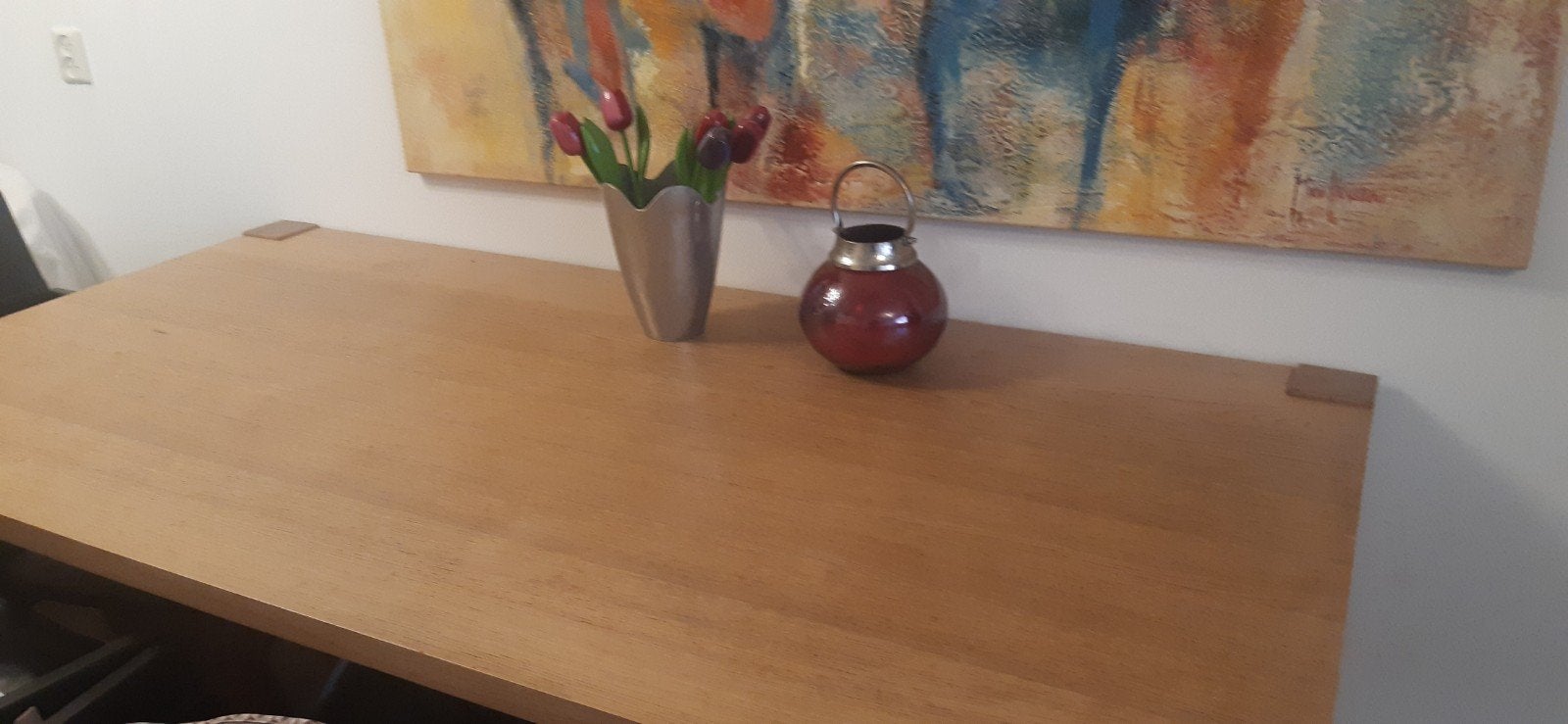 zware echt eiken tafel .180..cm bij 90 cm breed !, Gebruikt, Eikenhout, 150 tot 200 cm, Overige vormen