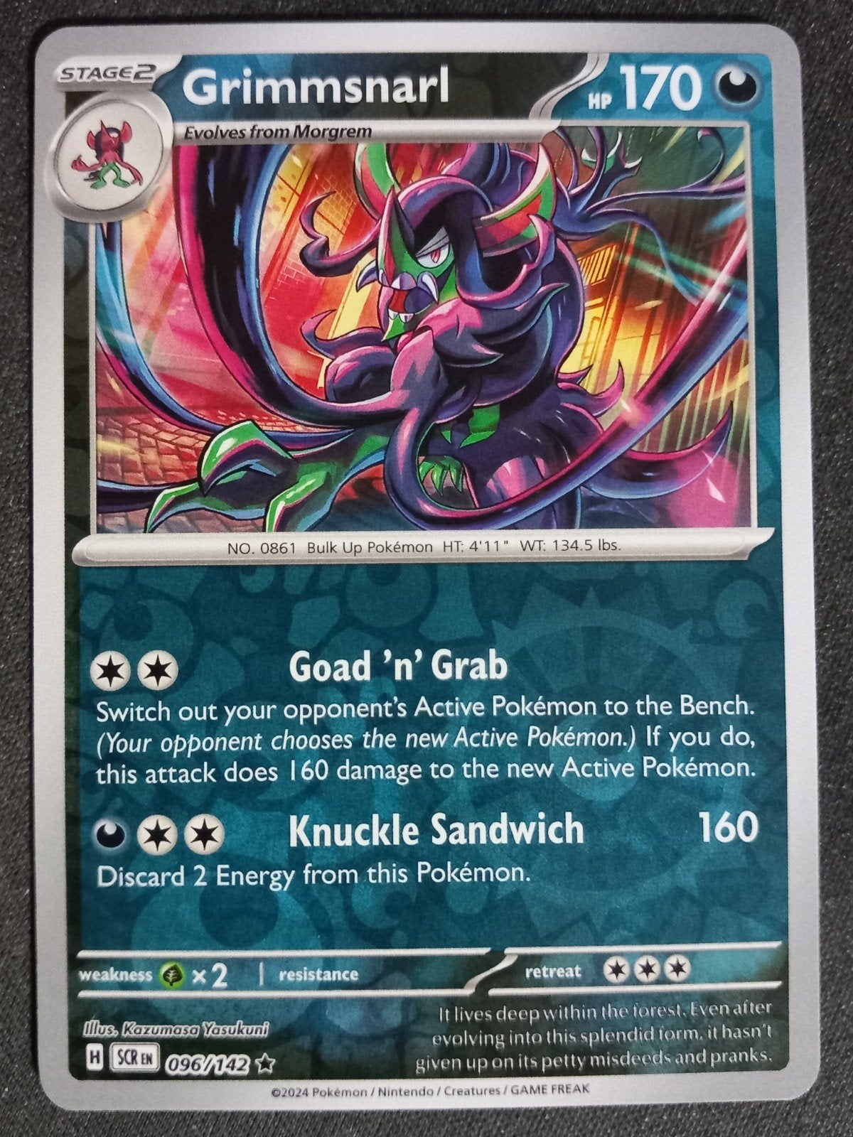 Grimmsnarl 096/142 Stellar Crown Reverse NM, Hobby en Vrije tijd, Verzamelkaartspellen | Pokémon, Verzenden, Zo goed als nieuw