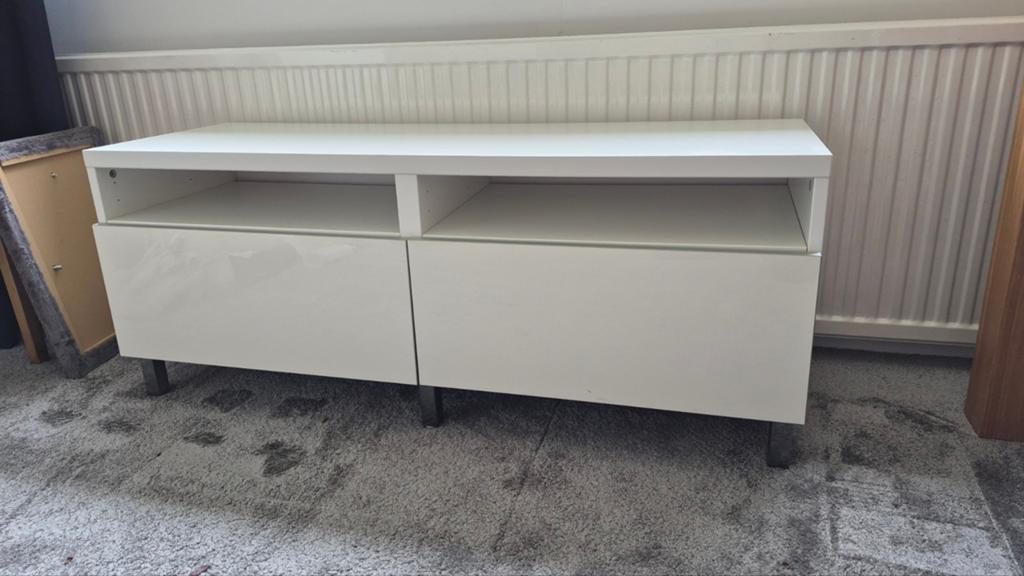 Tv meubel met 2 lades, Ophalen, 100 tot 150 cm, Zo goed als nieuw, Minder dan 100 cm