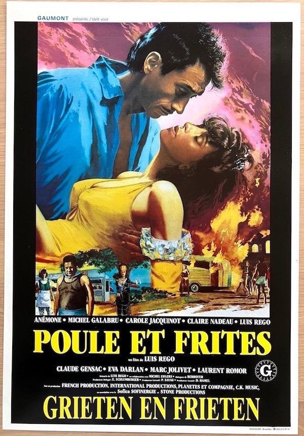 Poule et Frites (1987) - Originele filmposter, Ophalen of Verzenden, Zo goed als nieuw, A1 t/m A3, Film en Tv