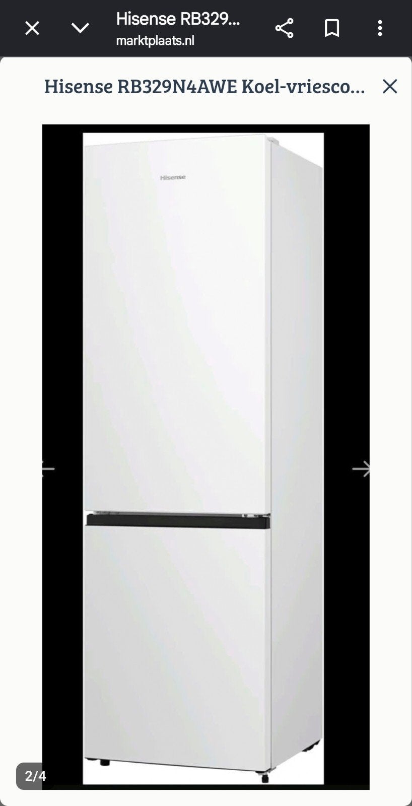 Hisense koelkast met vriesvak - Wit, Ophalen, 150 tot 200 liter, Gebruikt, 160 cm of meer