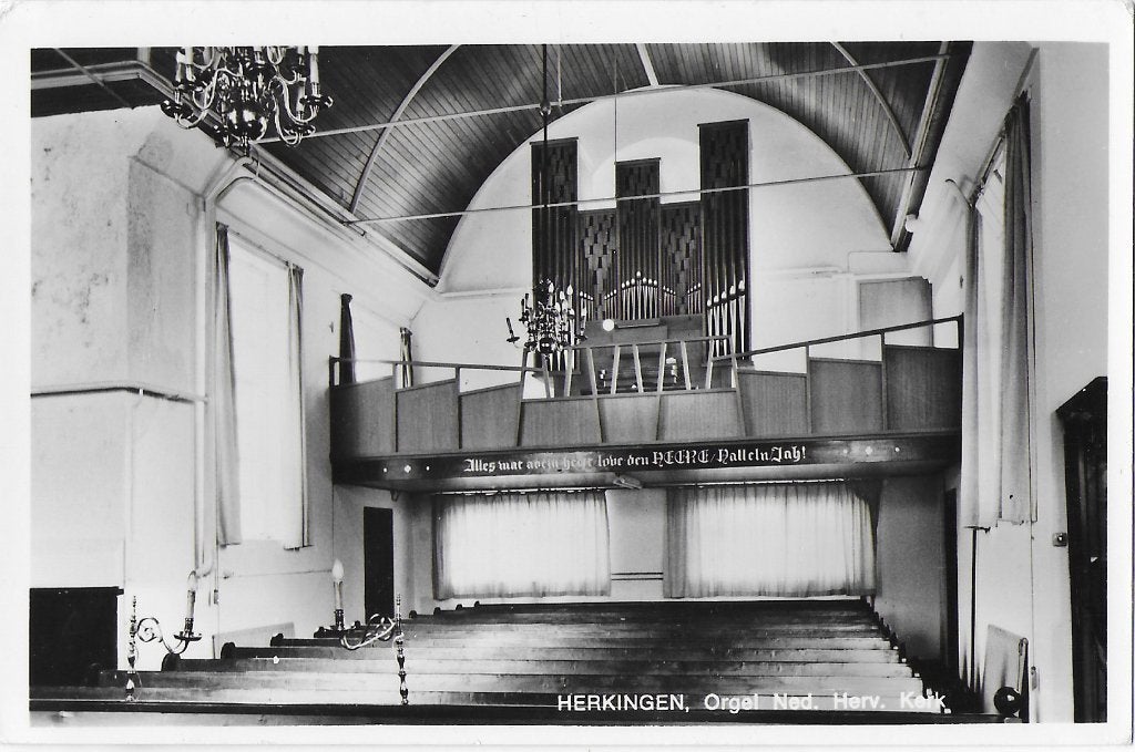 Herkingen orgel ned herv kerk oude ansichtkaart ( 3029 ), Ophalen of Verzenden, 1960 tot 1980