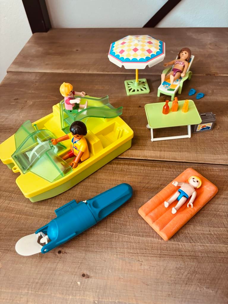 Playmobil waterfiets met poppetjes en accessoires, Ophalen of Verzenden, Gebruikt, Jongen of Meisje