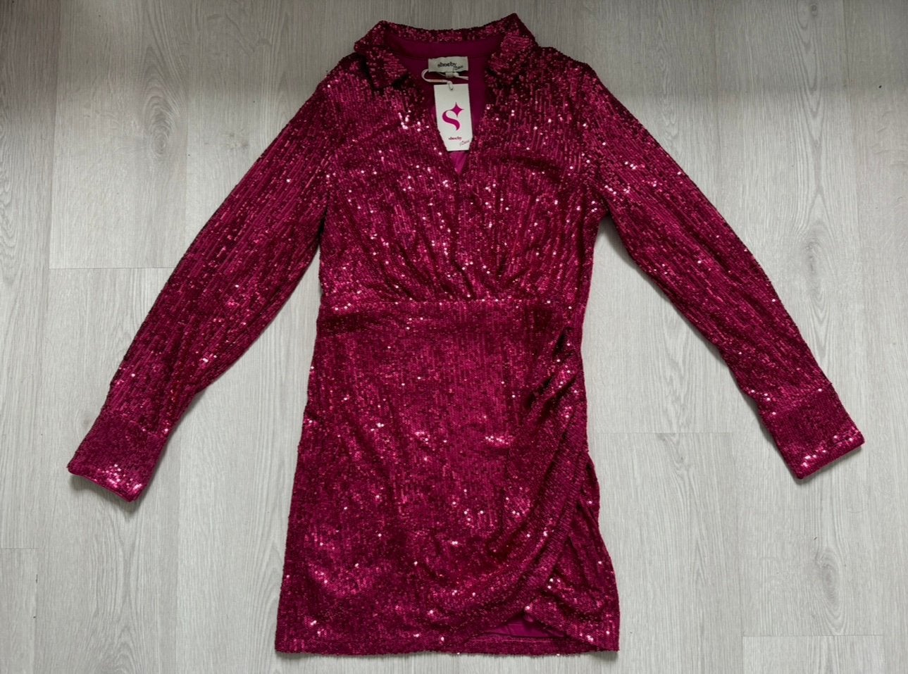 Nieuw Nicolette van Dam glitter pailletten jurk roze maat L, Verzenden, Maat 42/44 (L), Nieuw, Roze