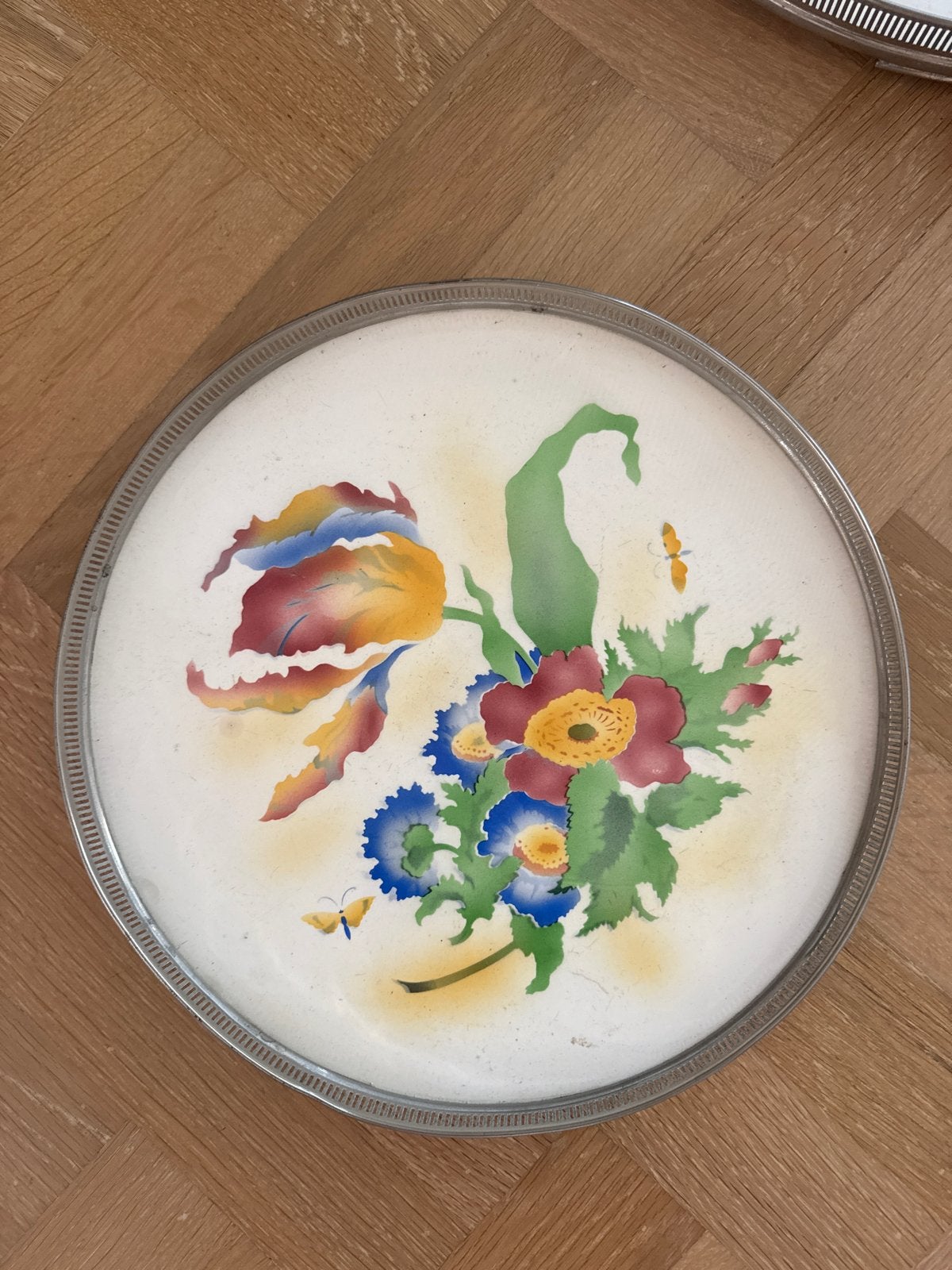 Vintage dienblad met bloemmotief, Antiek en Kunst, Ophalen