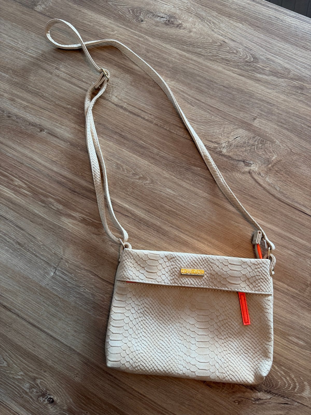 Supertrash Schoudertasje met Slangenprint - Beige, Ophalen of Verzenden, Gebruikt, Beige, Schoudertasje