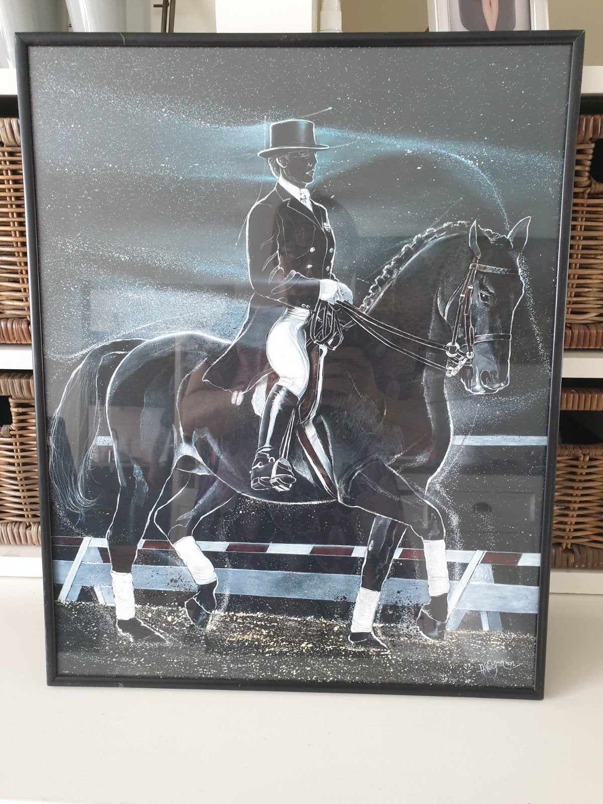 Ruiter op paard gesigneerd door H Wiersma, Huis en Inrichting, Minder dan 50 cm, Gebruikt, Ophalen of Verzenden, Schilderij