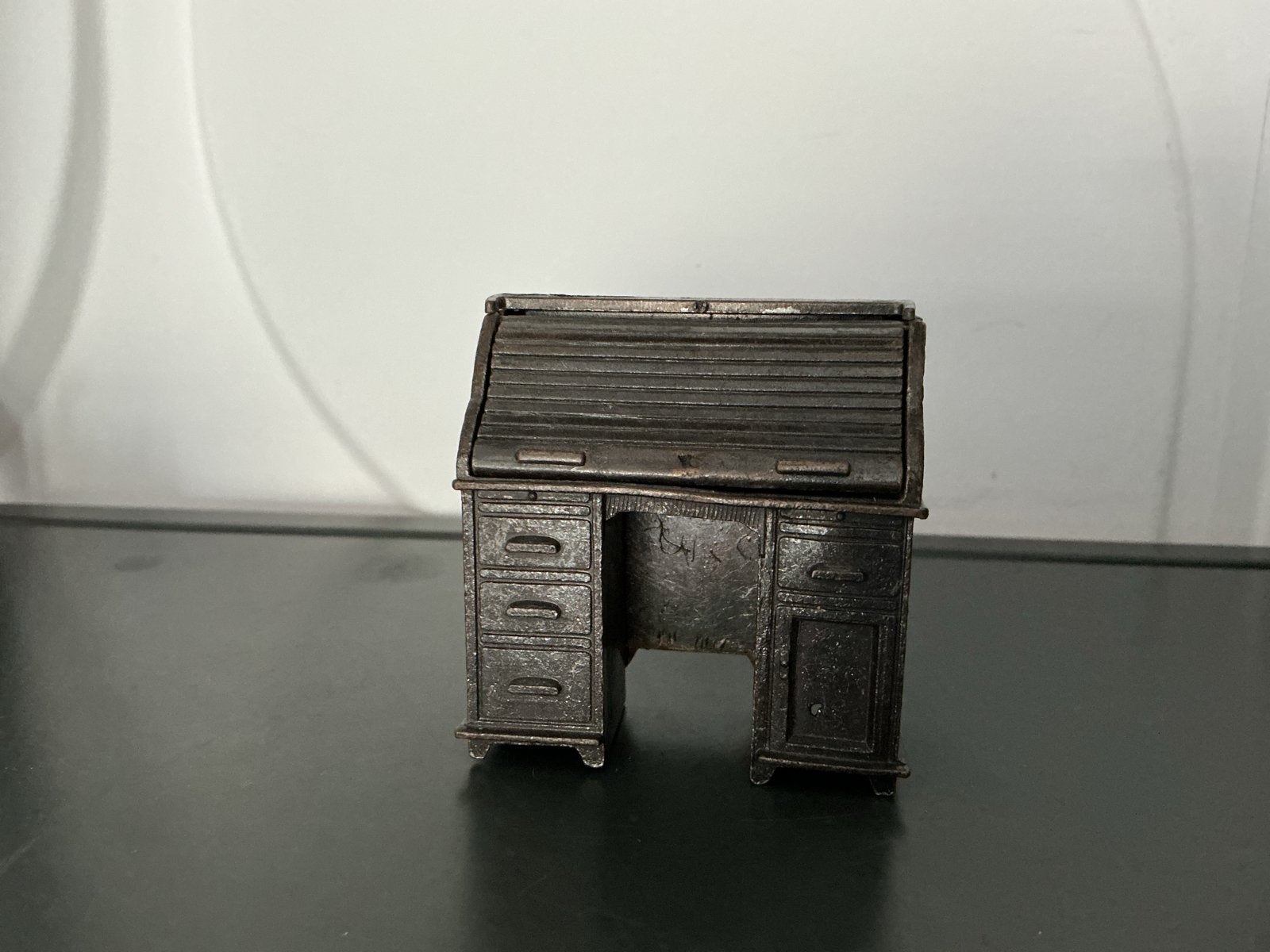 Antieke miniatuur rolltop bureau, Ophalen of Verzenden