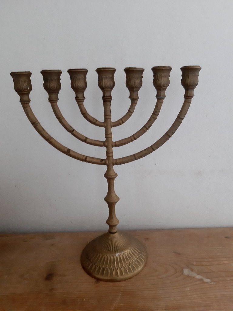 antieke menora joodse kandelaar., Ophalen of Verzenden, Koper of Brons