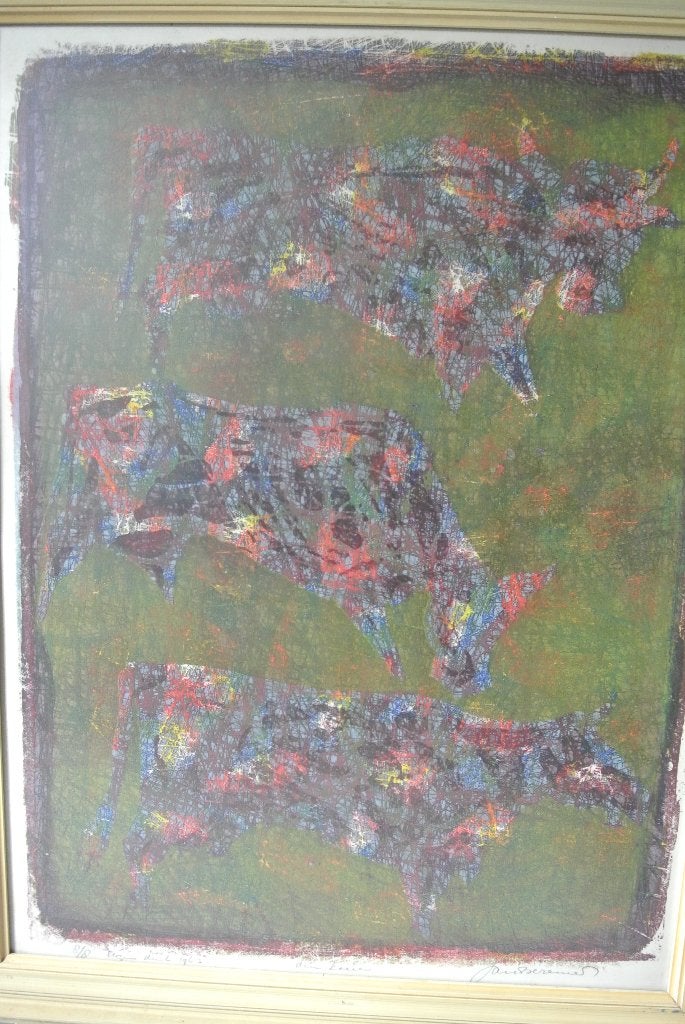 jan bezemer litho koeien, Ophalen of Verzenden