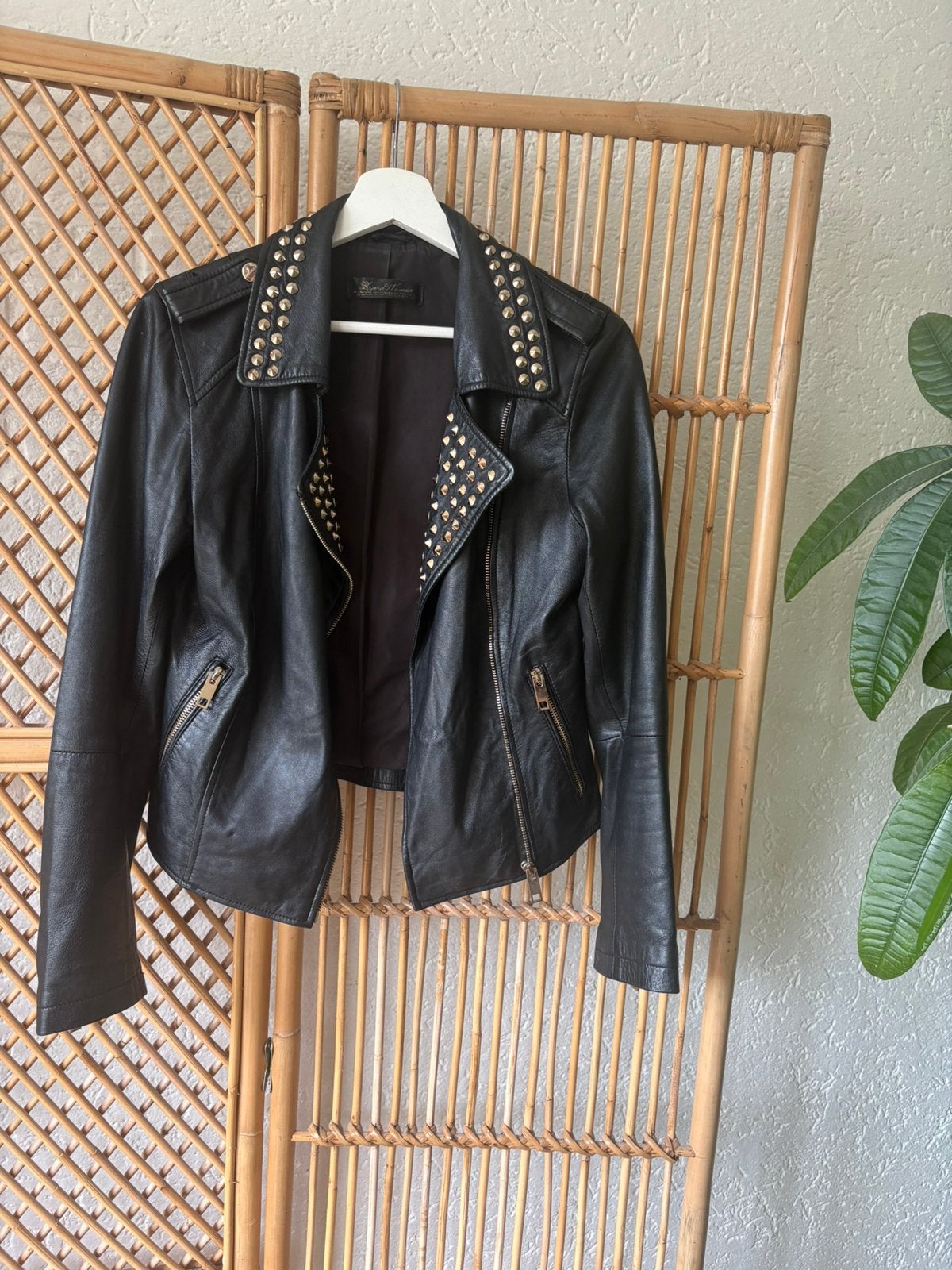 Zara echt leren jas zwart studs, Ophalen of Verzenden, Zo goed als nieuw, Maat 34 (XS) of kleiner, Zwart