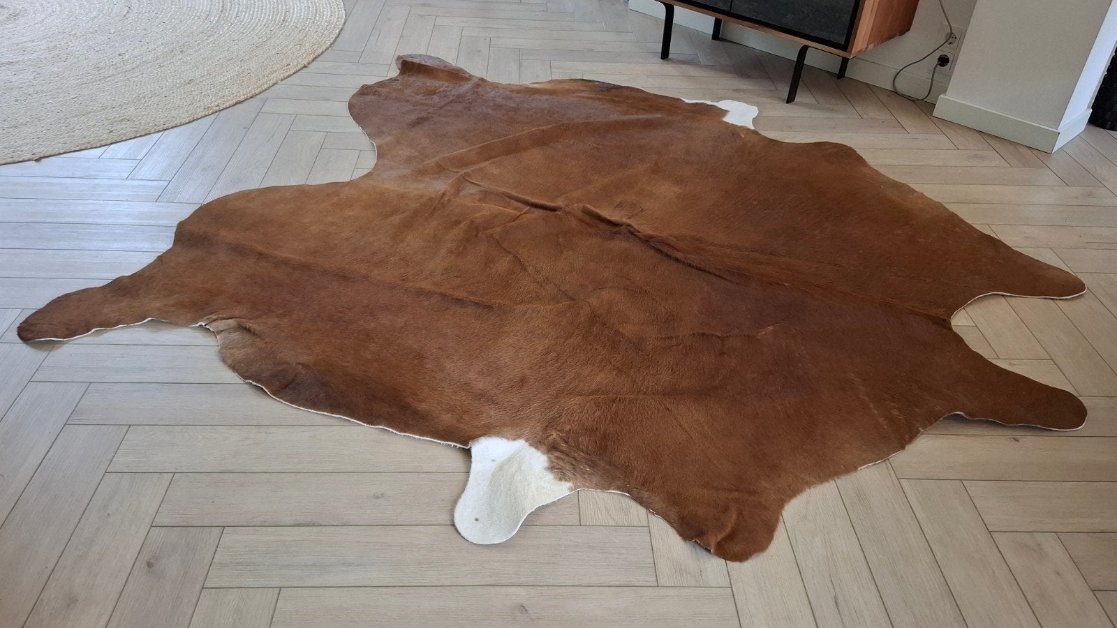 Koeienhuid vloerkleed van IKEA - Zo goed als nieuw, Bruin, 150 tot 200 cm, Ophalen of Verzenden, Zo goed als nieuw