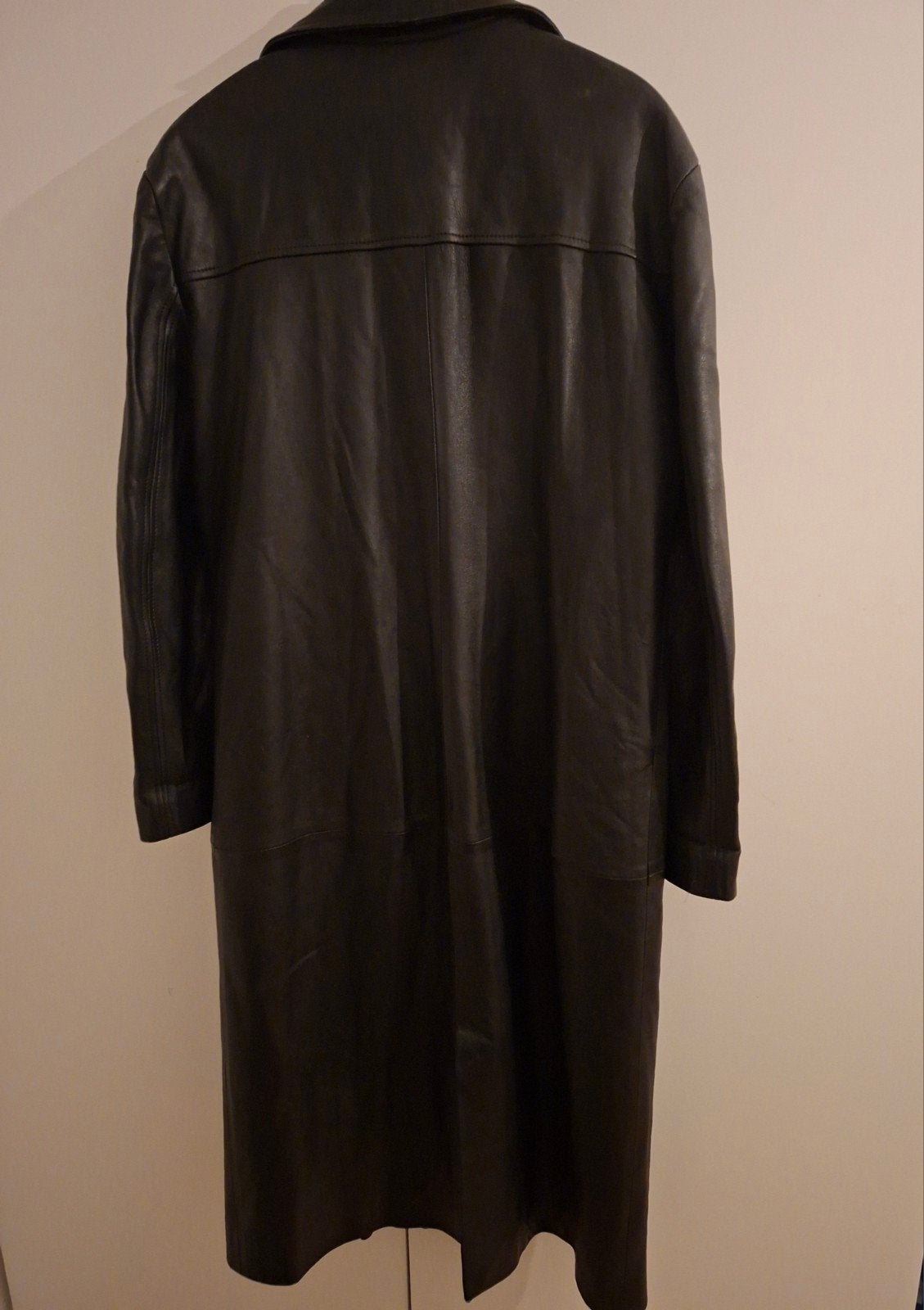 Lange leren jas, maat xl, Ophalen, Zwart, Maat 46/48 (XL) of groter, Onbekend