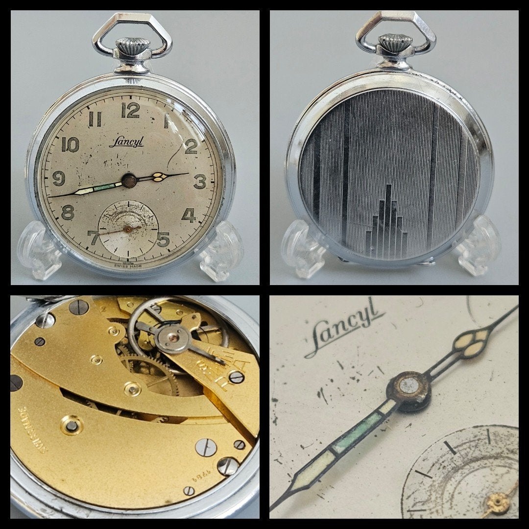 Lancyl vintage heren zakhorloge,  opknapper., Antiek en Kunst, Ophalen of Verzenden