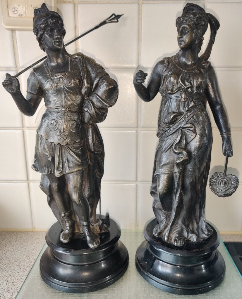 Belden Griekse of Romeinse figuren gietijzeren of gebronsde, Antiek en Kunst, Kunst | Beelden en Houtsnijwerken, Ophalen, Metaal