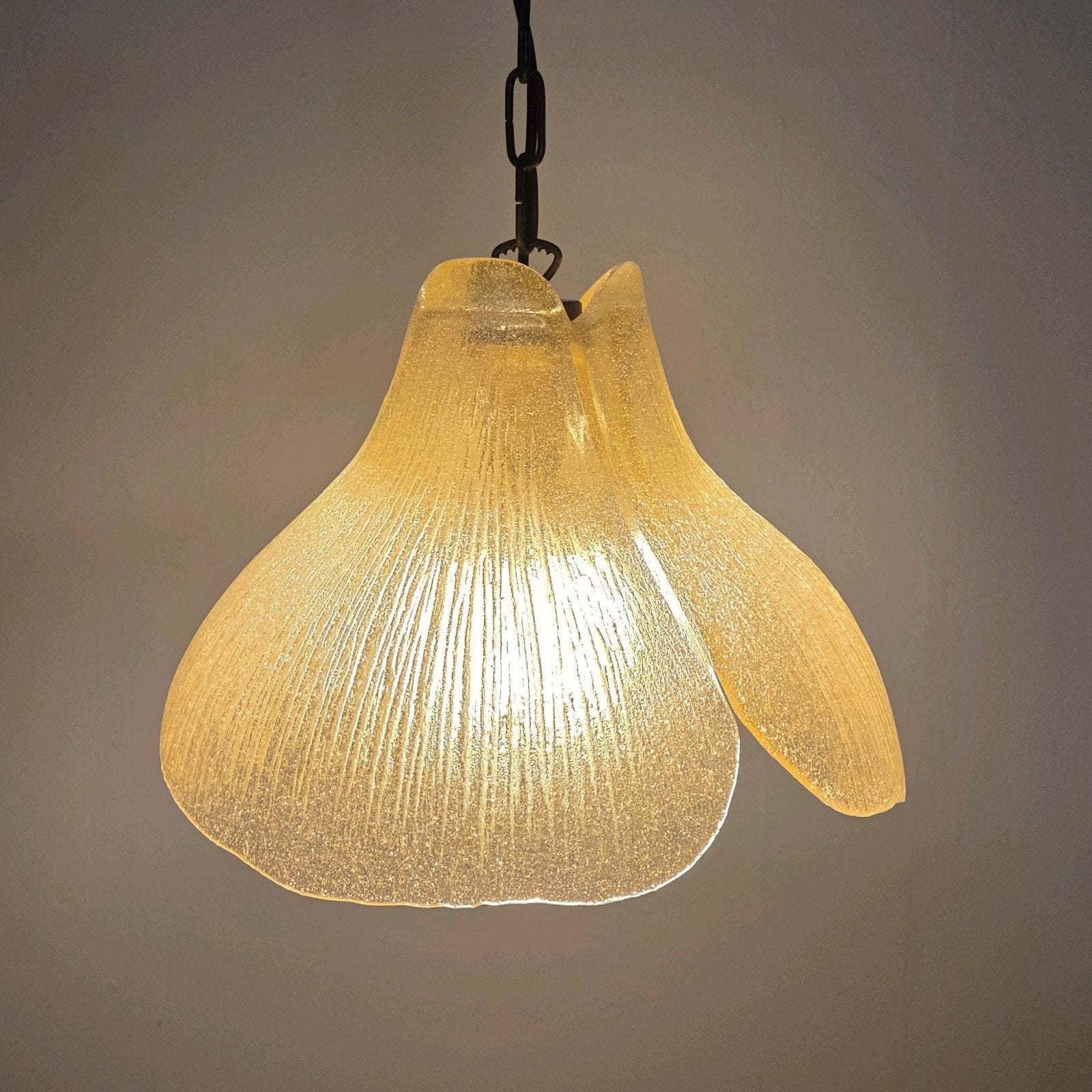 Mid Century modern Peill & Putzler Tulip Hangelamp 1970, Ophalen, E27 (groot), Zo goed als nieuw, Glas