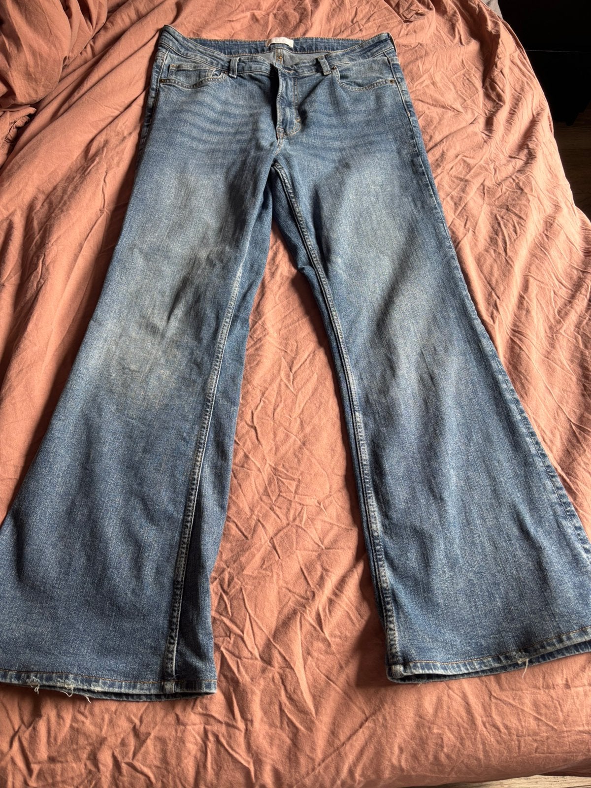 Flared broek van H&M, Verzenden, Zo goed als nieuw, Blauw, W33 - W36 (confectie 42/44)