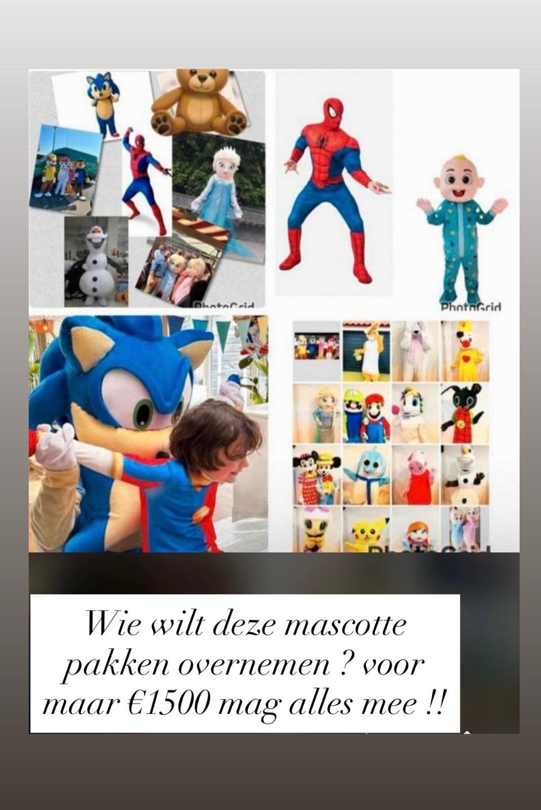 Mascotte Pakken Overname - Diverse Karakters, Ophalen, Film en tv, Gebruikt, Textiel
