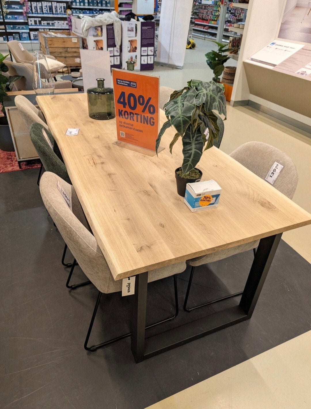 Nieuw WOOOD Tablo boomstamtafelblad eiken 220x90cm U-poot, Ophalen, Gebruikt, Modern, Industrieel, Robuust, 200 cm of meer