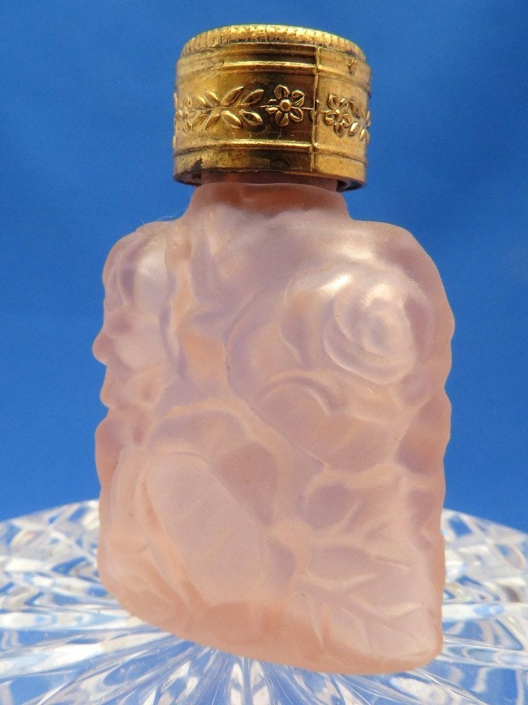 Mini - ONBEKEND - Art nouveau roze - leeg - 4,5cm, Ophalen of Verzenden, Gebruikt, Parfumfles, Gevuld