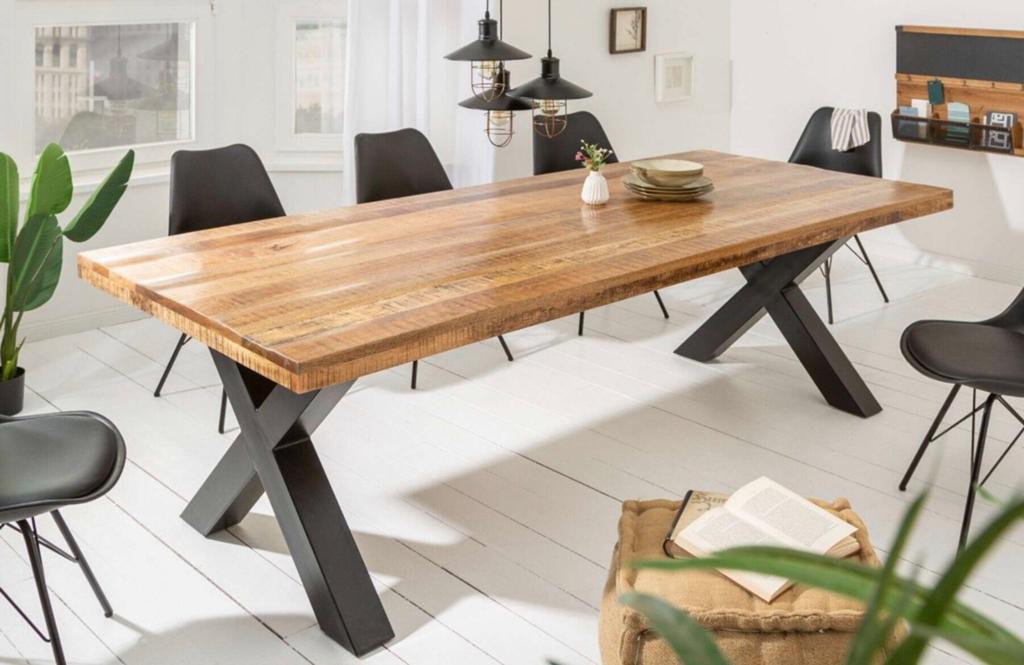 Ventura Design Mango Hout eettafel, 200 cm of meer, Zo goed als nieuw, Rechthoekig, 50 tot 100 cm