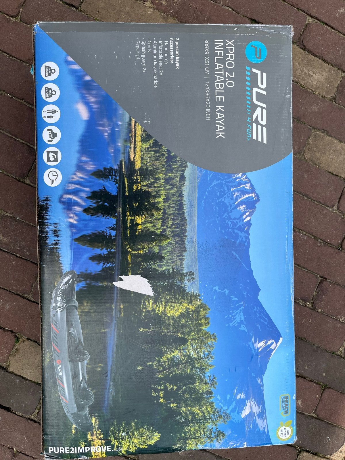 Pure4Fun XPRO 2.0 Opblaasbare Kano/Kayak met Peddels, Watersport en Boten, Kajaks, Ophalen, Opblaasbaar, Nieuw, 2-persoons