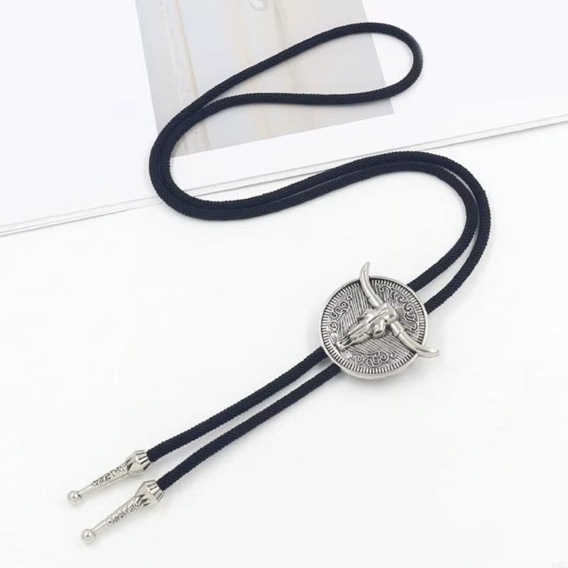 Zilverkleurige western bolo stropdas met stierenkop, Verzenden, Nieuw, Overige kleuren