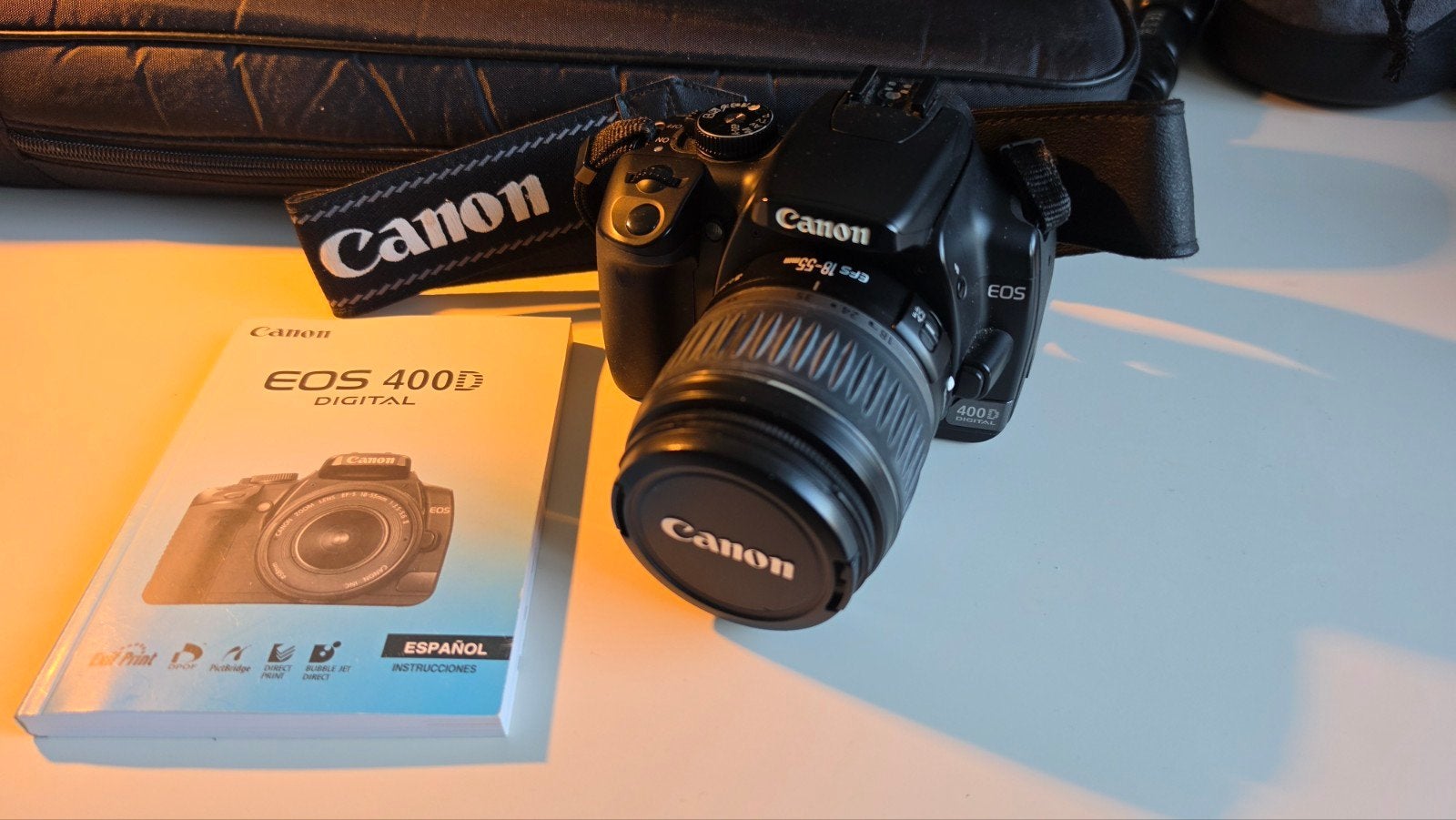 Canon EOS 400D complete set met 3 lenzen en accessoires, Ophalen, Zo goed als nieuw, Canon