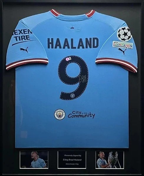Erling Haaland Manchester City 23/24 Ingelijst Thuis Shirt, Buitenlandse clubs, Soccersignings.nl, Shirt, Nieuw