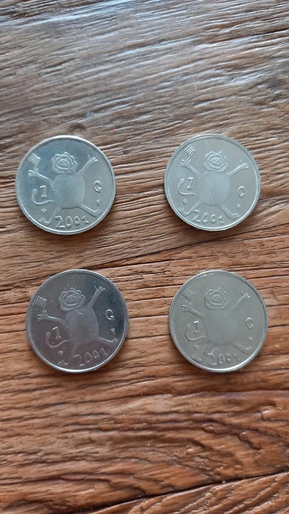 4 x 1 gulden munt 2001, Ophalen of Verzenden, Nederland, Munten