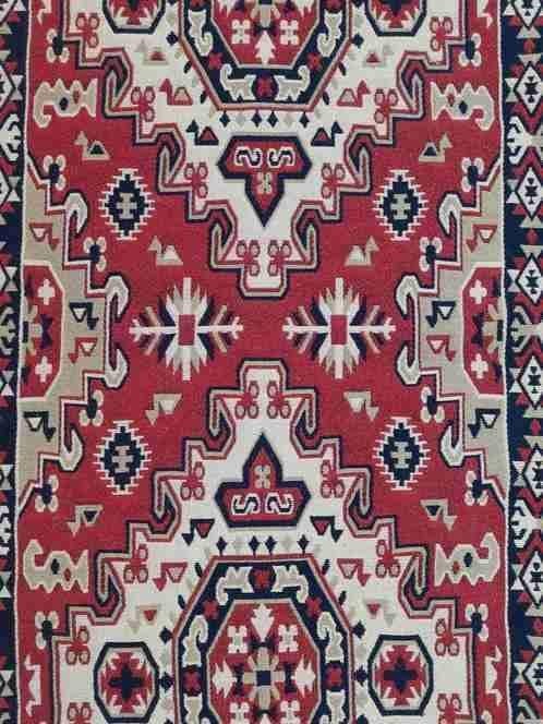 Kelimstijl kleed reversibel rood beige antraciet 192/73 cm, Huis en Inrichting, Stoffering | Tapijten en Kleden, Gebruikt, Etten-Leur