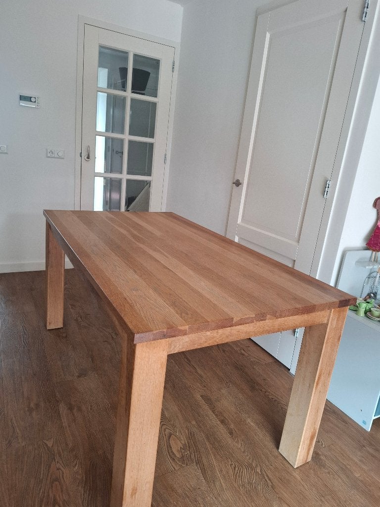 Massief eiken eettafel, Ophalen, Gebruikt, Eikenhout, 50 tot 100 cm