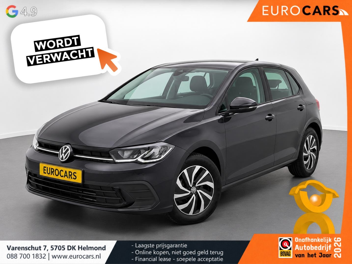 Volkswagen Polo 1.0 TSI DSG Life Business Navigatie Apple Ca, Auto's, Stof, Gebruikt, 95 pk, Zwart