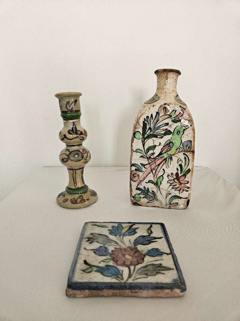 3 Stuks Aarde werk uit de Qajar dynastie, Antiek en Kunst, Ophalen of Verzenden