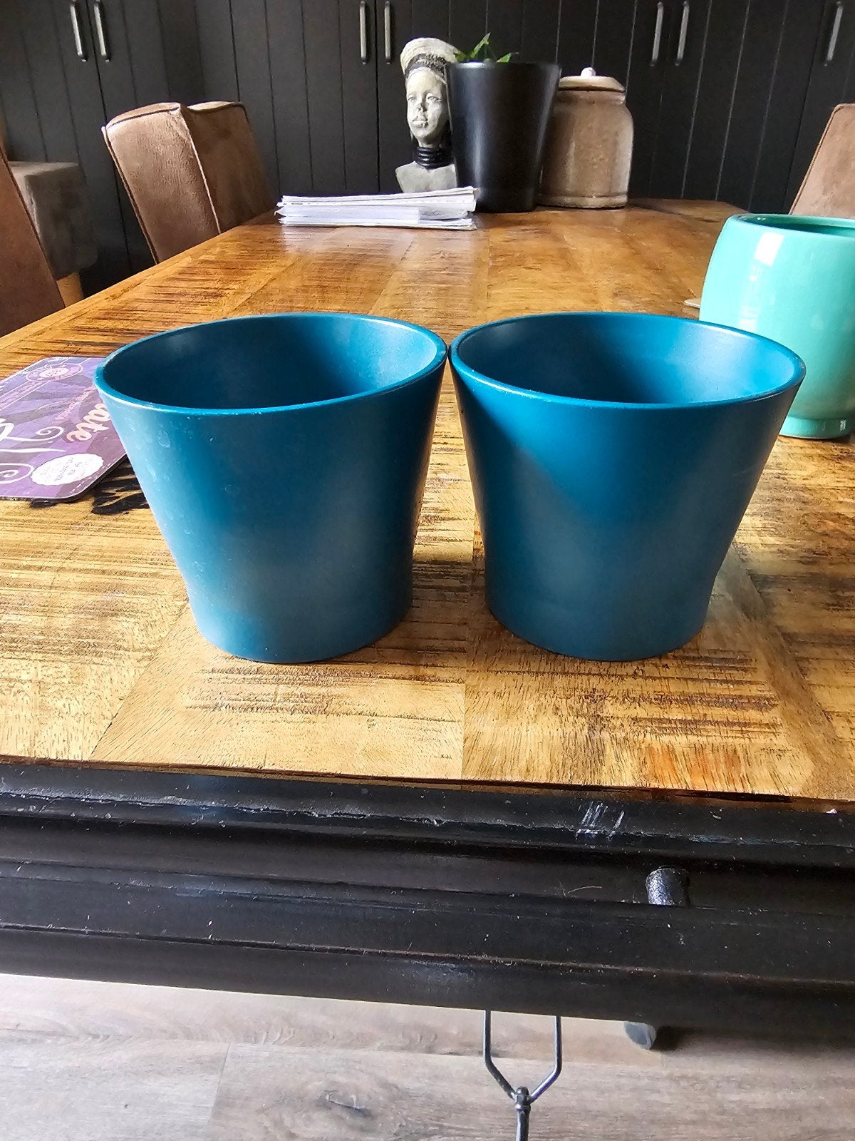 leuke bloempotjes per 2 2,50, Ophalen, Rond, Zo goed als nieuw, Aardewerk