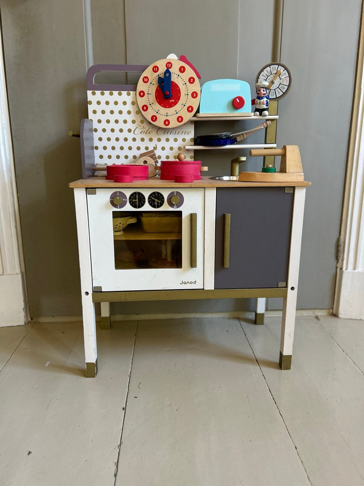 Janod houten speelkeuken met uitgebreide accessoires, Ophalen of Verzenden, Zo goed als nieuw, Jongen of Meisje