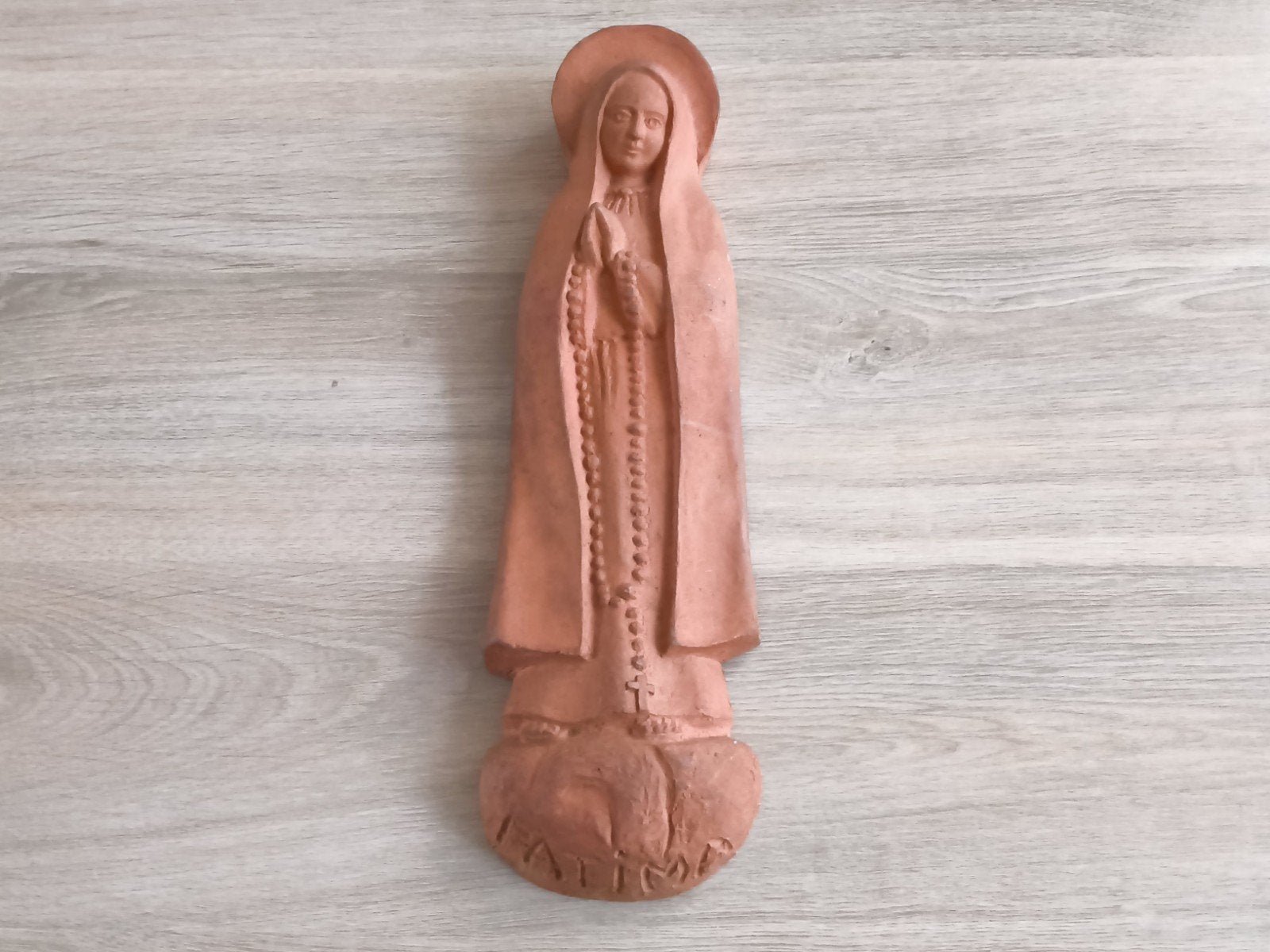 Vintage Terracotta Maria Beeldje Fatima 1950. Nol Geutjes, Ophalen of Verzenden