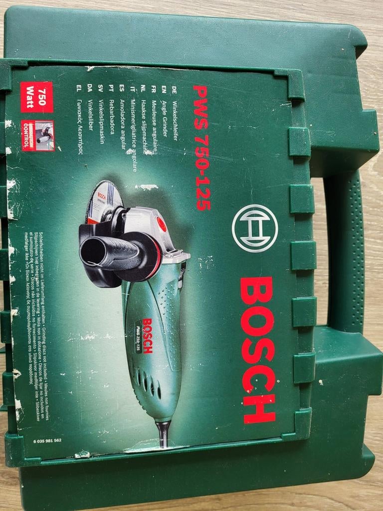 Bosch Haakse Slijpmachine PWS 750-125 met toebehoren, Ophalen, Gebruikt, Haakse handslijpmachine