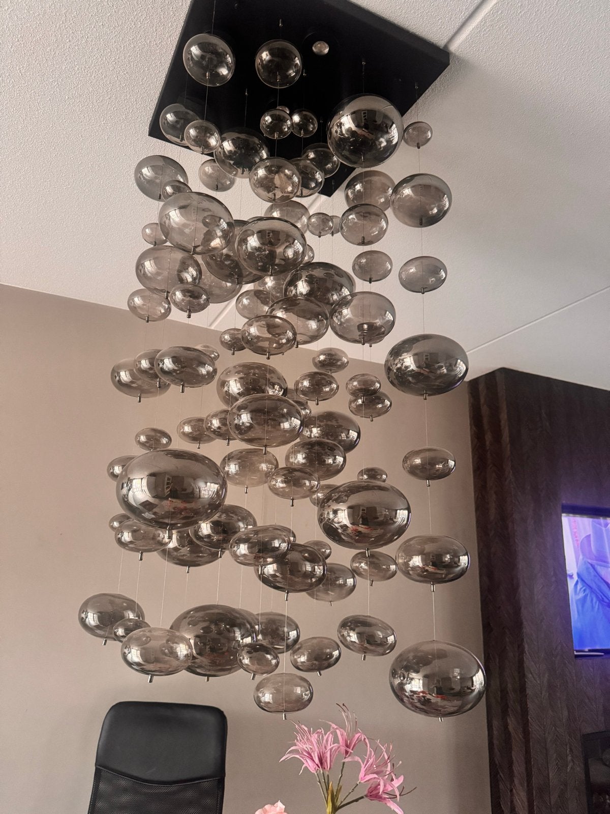 Izar handgemaakte hanglamp glazen bollen, Ophalen of Verzenden, Zo goed als nieuw, Glas, Overige fittingen
